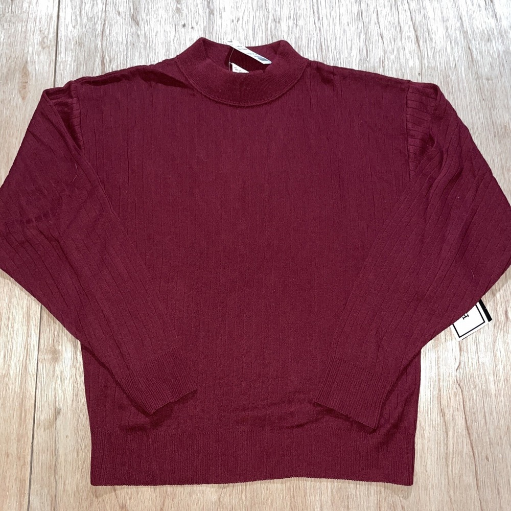 Vintage Sag Harbor Womens Berry Purple Striped Sweater Shirt Top Blouse Size Med
